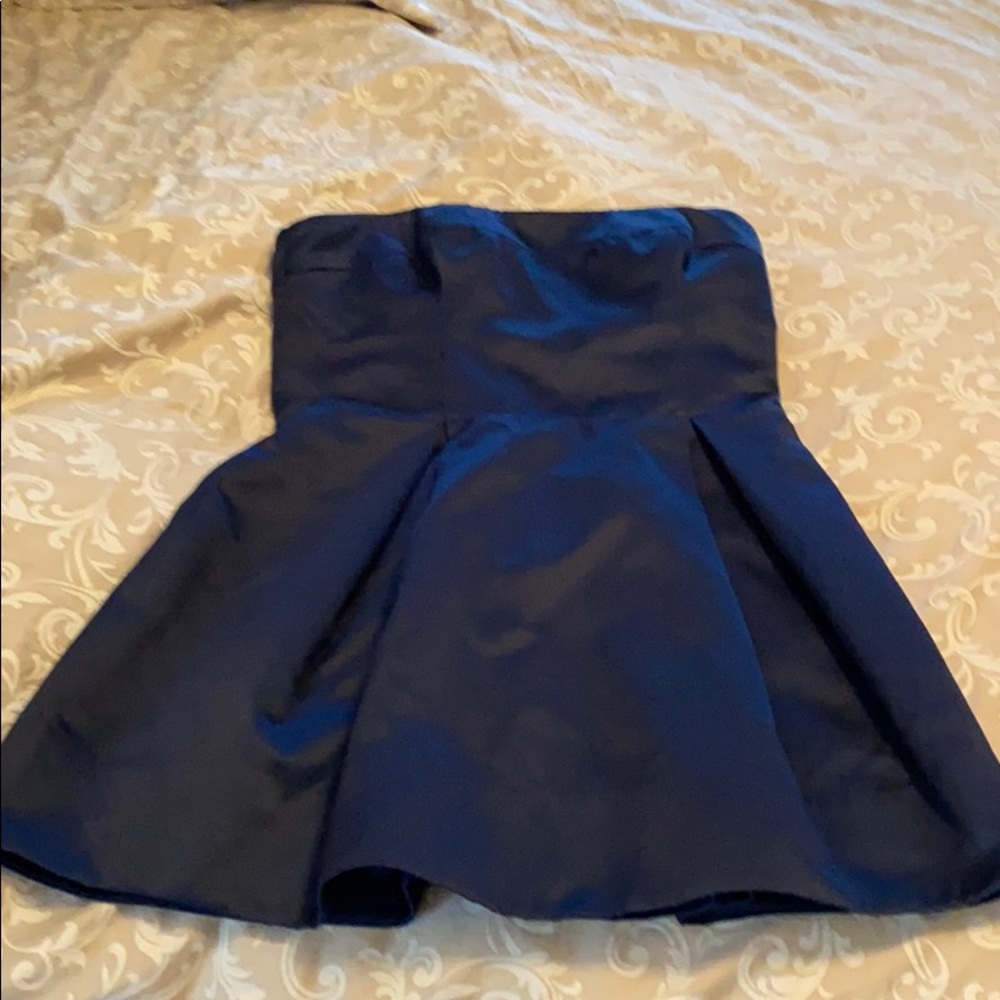 Jill Stewart Navy Strapless Open Back Bow Dress